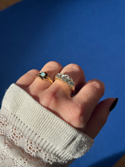 9ct opal & sapphire flower cluster