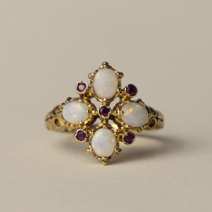 9ct opal ruby victorian style ring