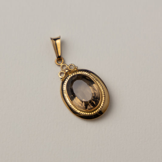 14 carat gold smokey quartz pendant