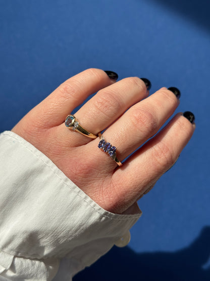 14ct blue topaz & diamond dress ring