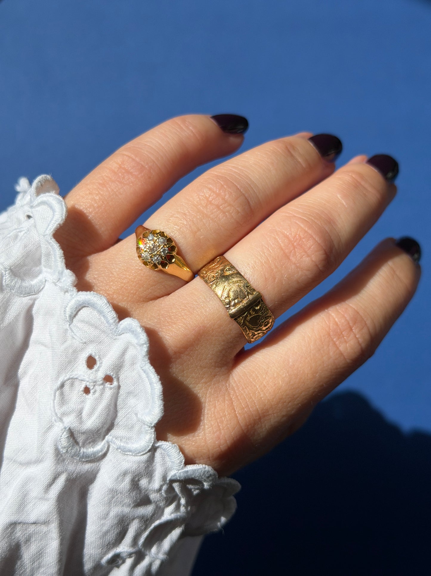 antique 18ct diamond roset cluster ring
