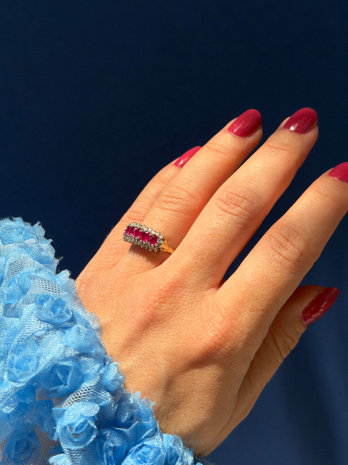 9ct ruby & diamond cluster