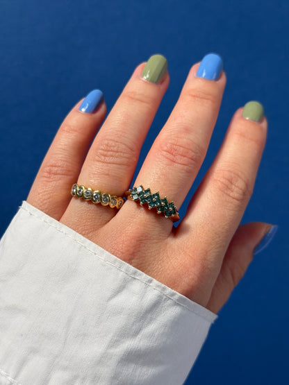 14ct blue diamond cluster ring