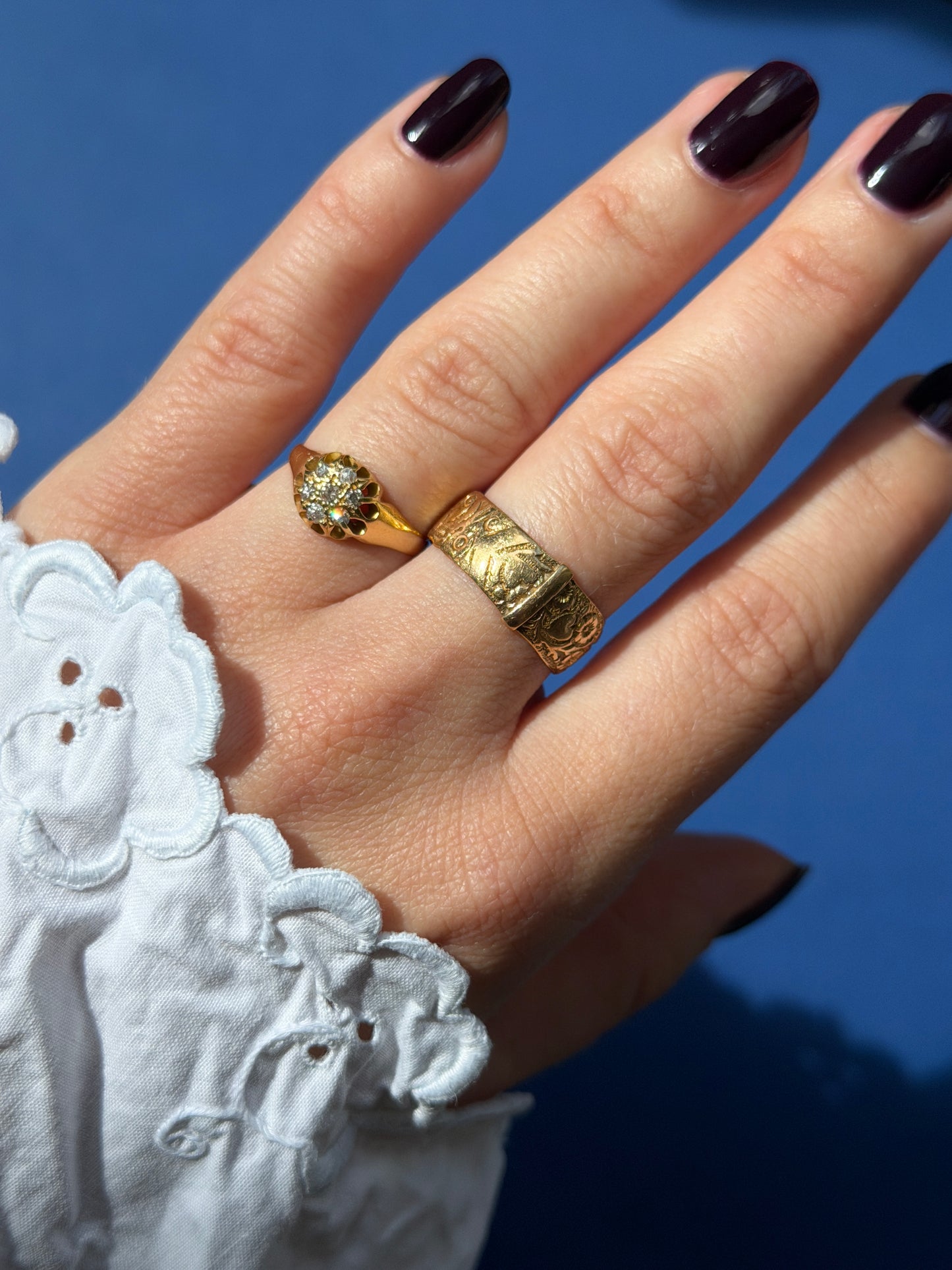 antique 18ct diamond roset cluster ring