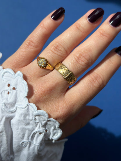 antique 18ct diamond roset cluster ring