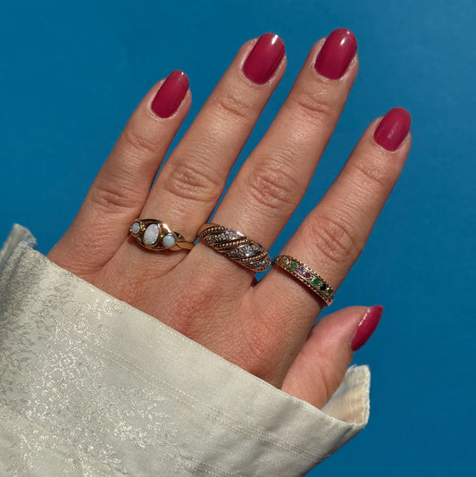 9 carat diamond rope twist band ring