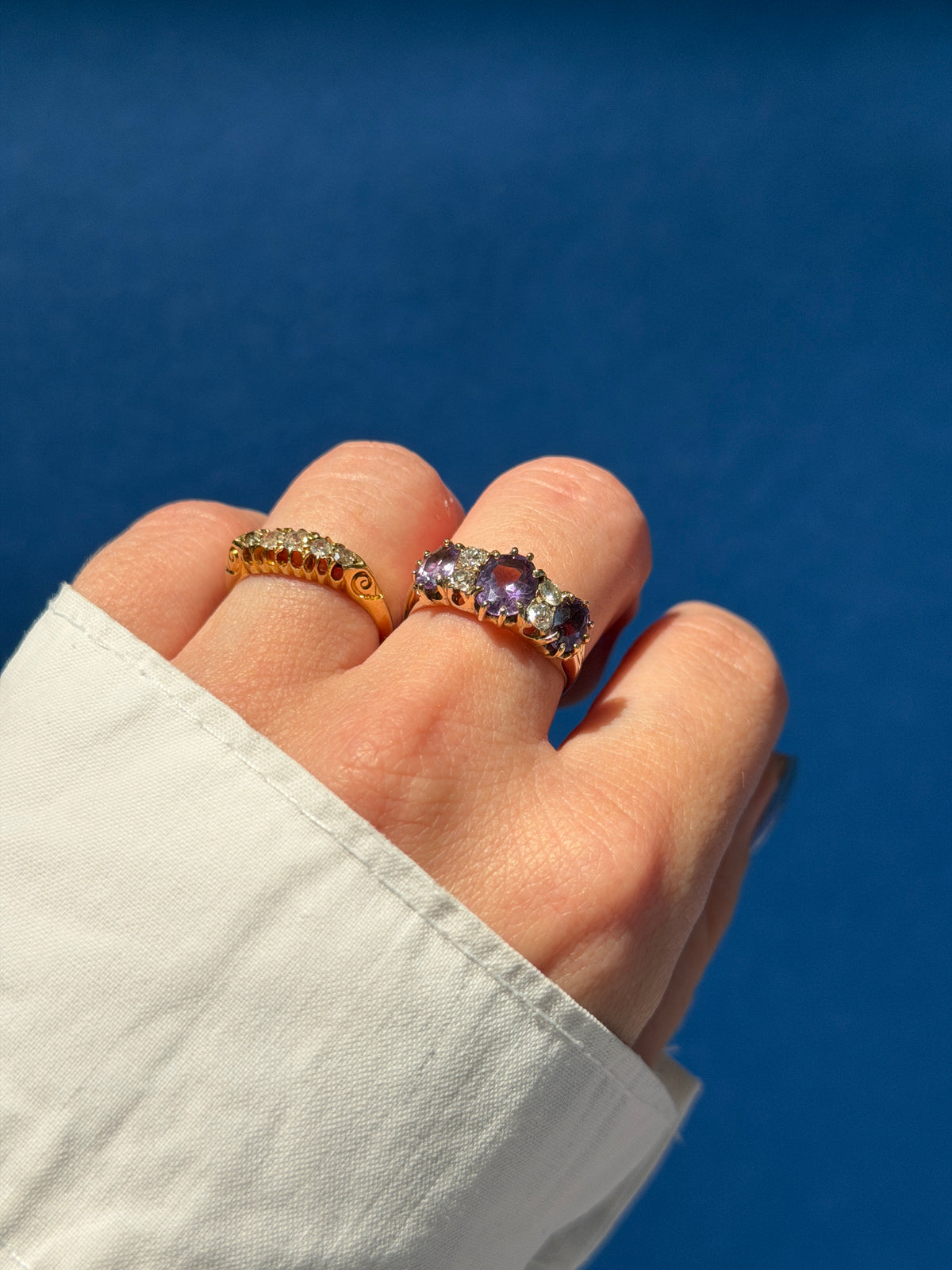 antique 18ct diamond boat ring