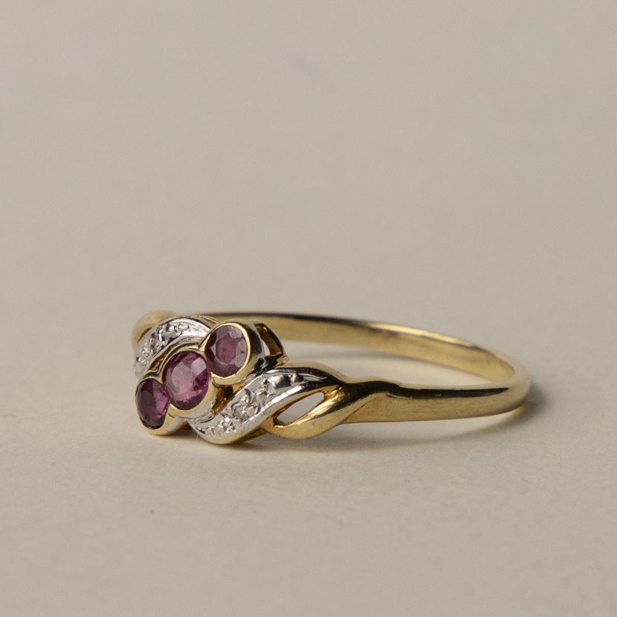 9ct ruby & diamond trilogy