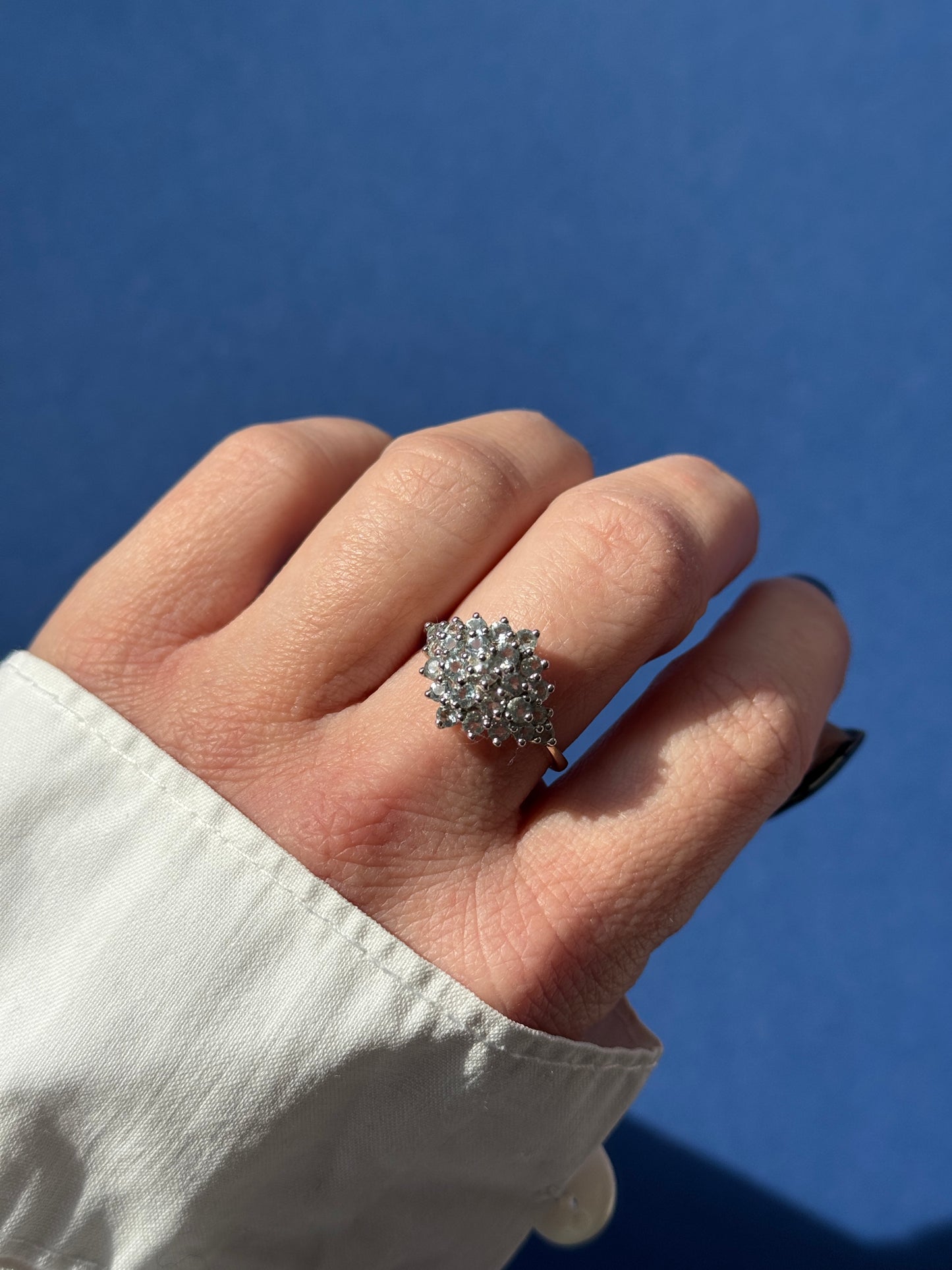 9ct aquamarine cluster ring
