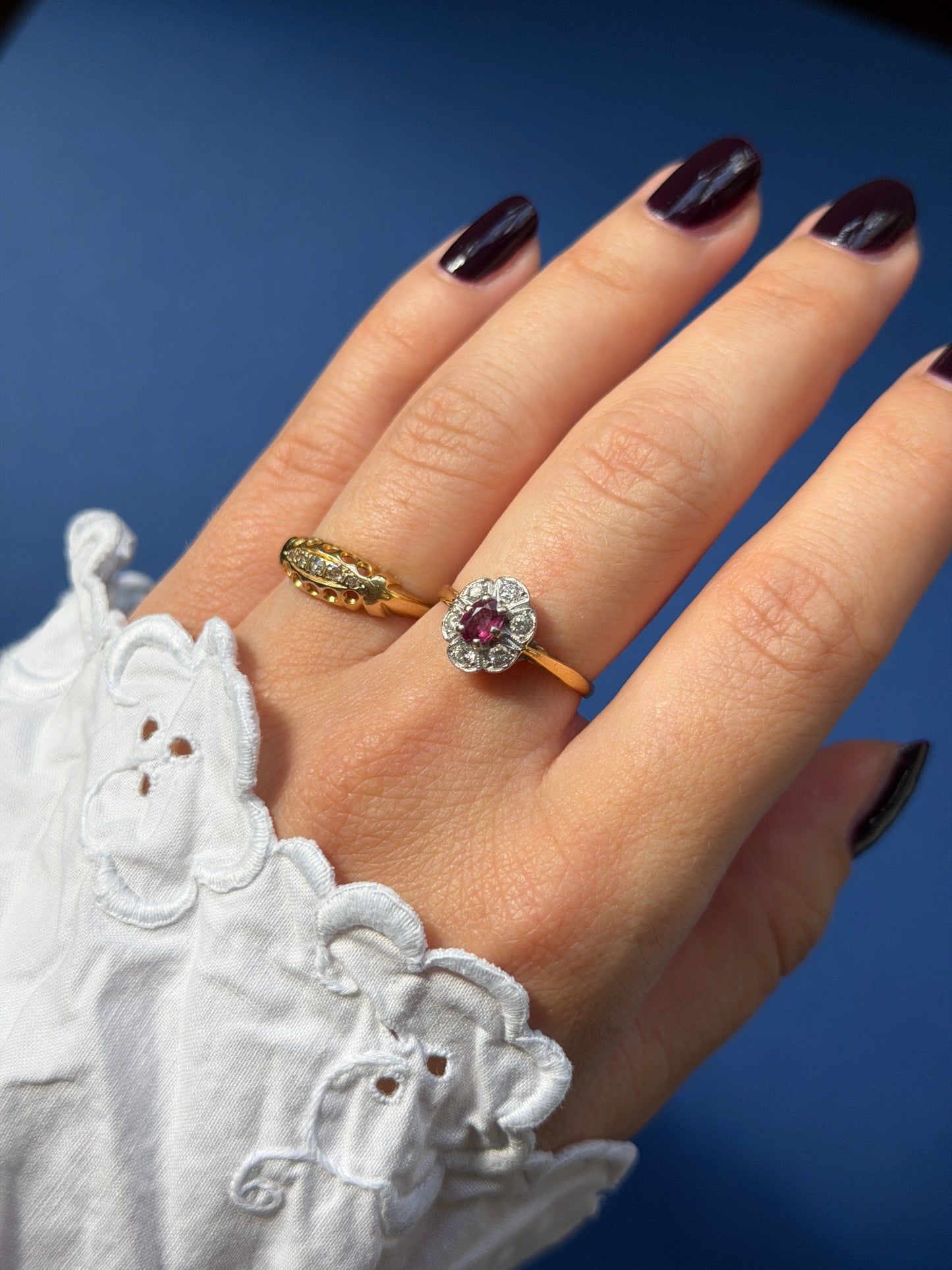 antique 18ct gold diamond gypsy ring