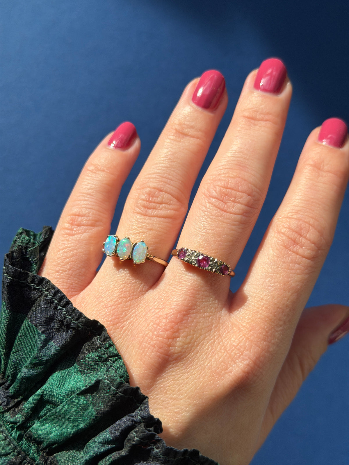 9ct ruby & diamond boat ring
