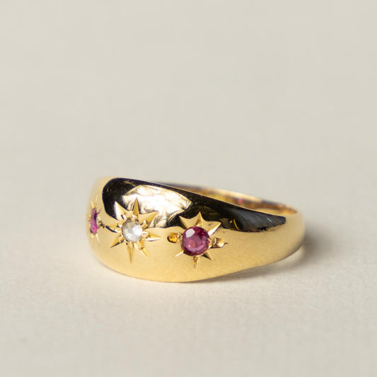18ct ruby & diamond starburst
