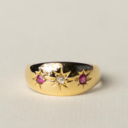 18ct ruby & diamond starburst