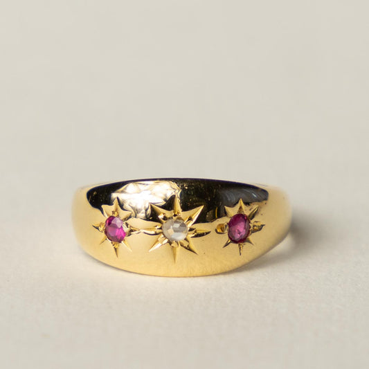 18ct ruby & diamond starburst