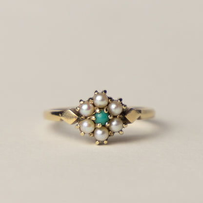 9ct turqouise & pearl ring