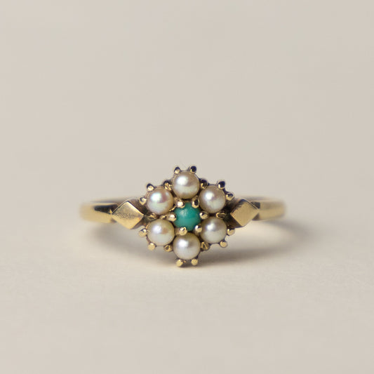 9ct turqouise & pearl ring