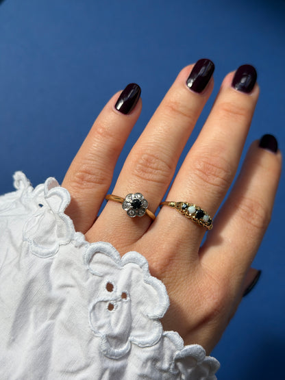 9ct opal & sapphire ring