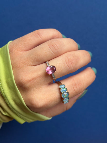 9ct pink topaz & diamond solitaire