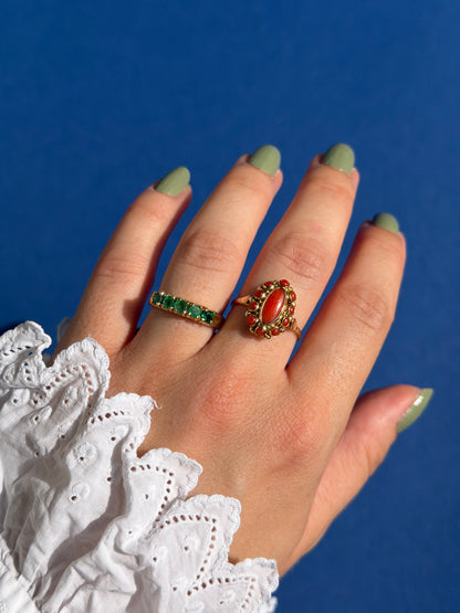 14ct coral cluster ring