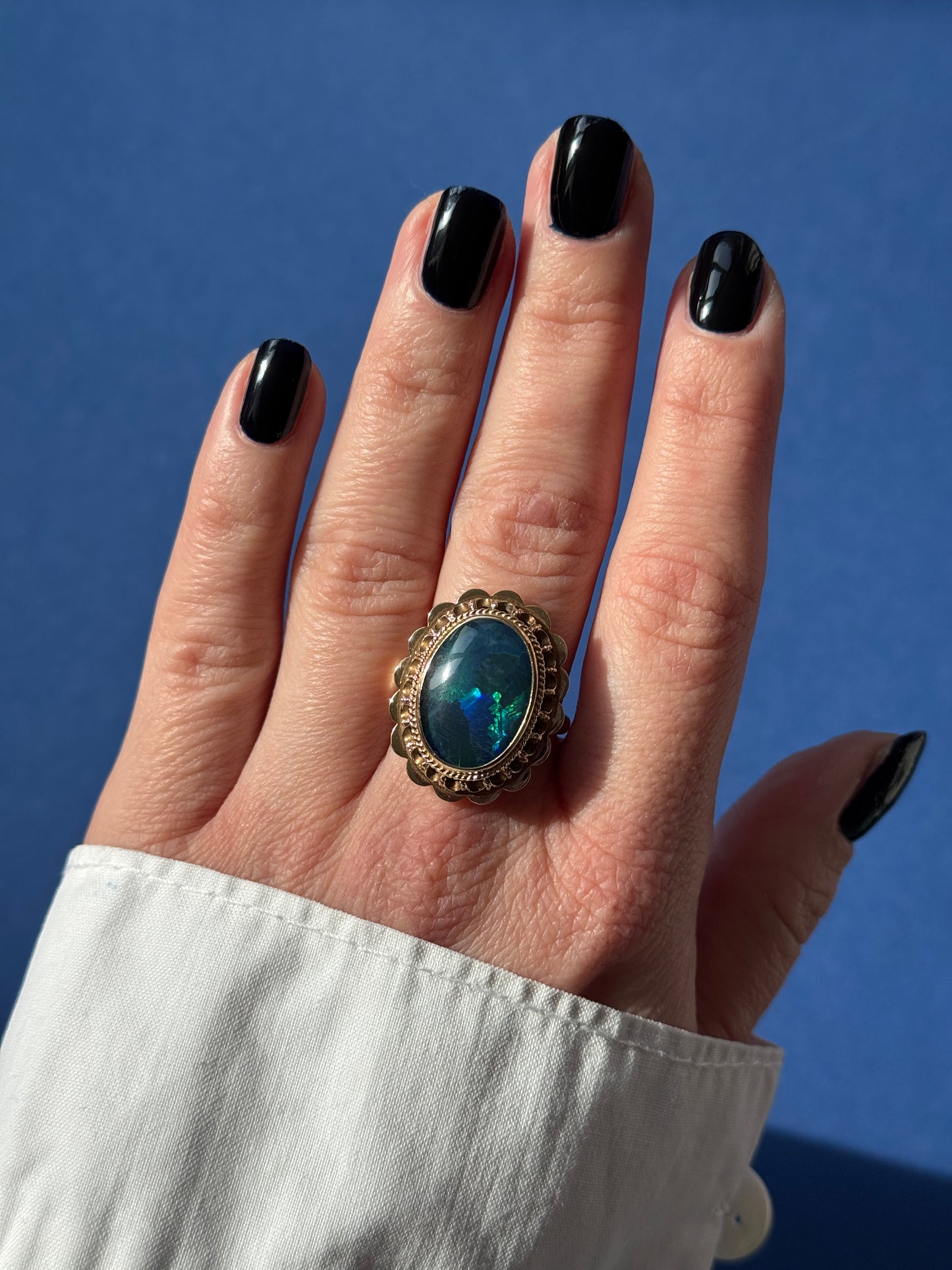 Massive 14ct Australian opal ring