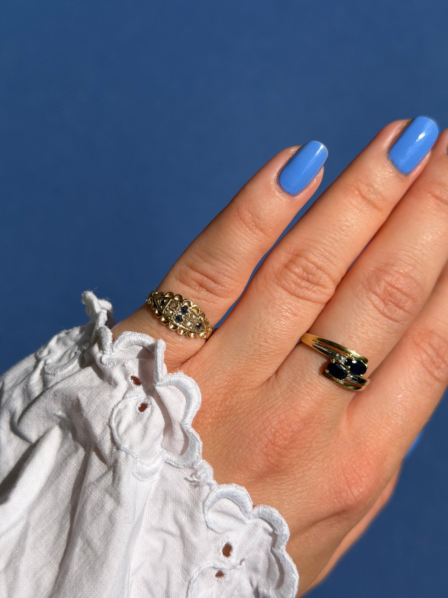 14ct sapphire & diamond toi et moi ring