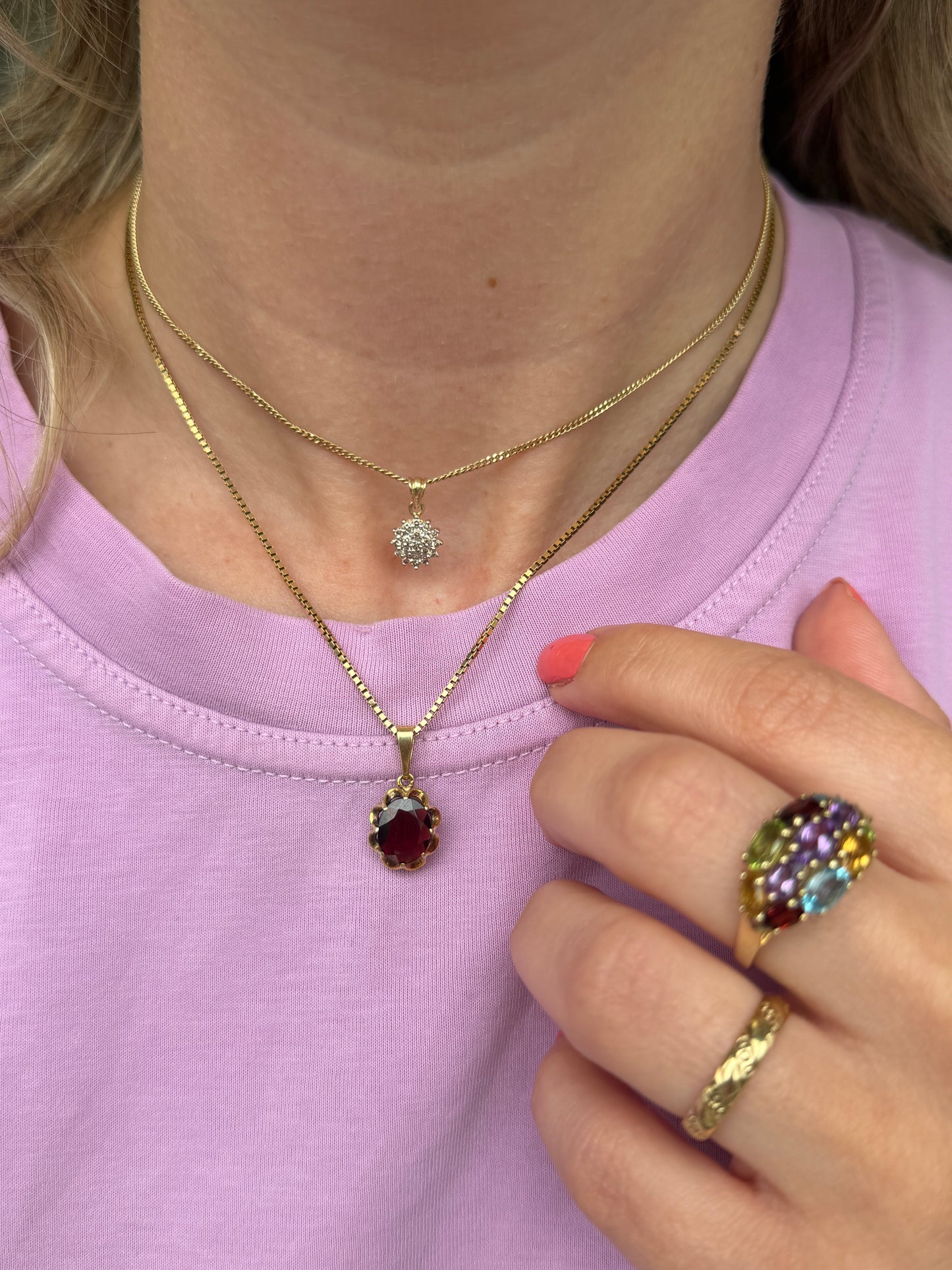 9ct diamond cluster pendant