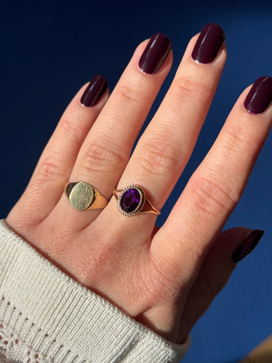 9ct amethyst solitaire ring