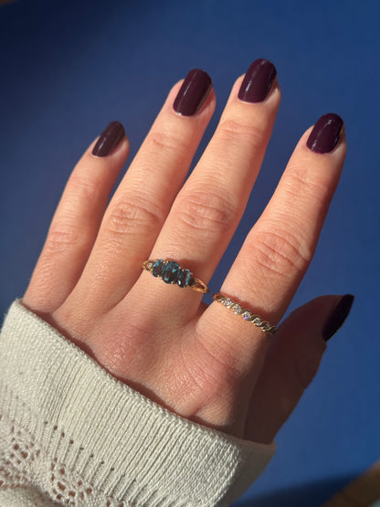 9ct blue topaz & diamond trilogy