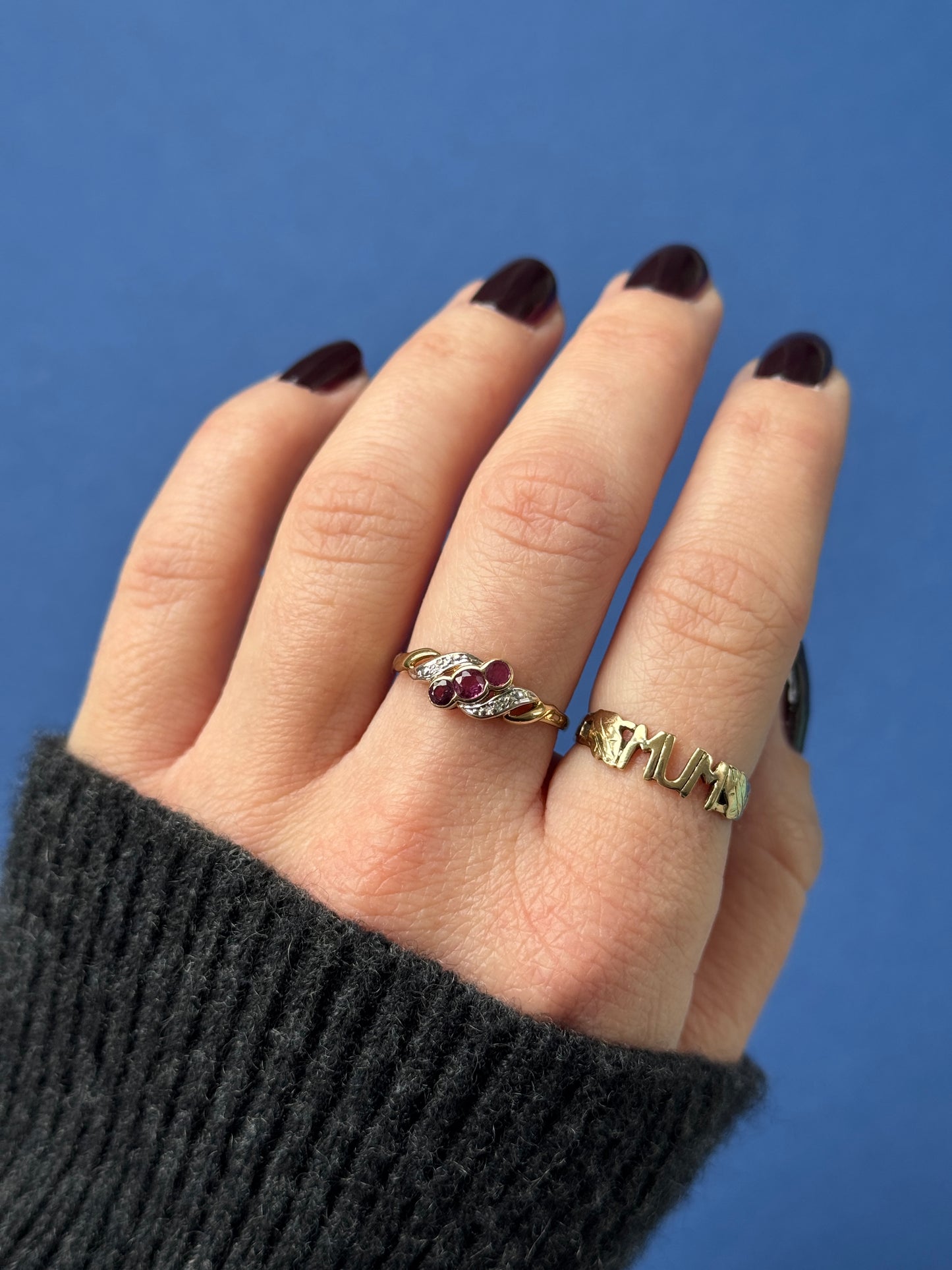 9ct ruby & diamond trilogy