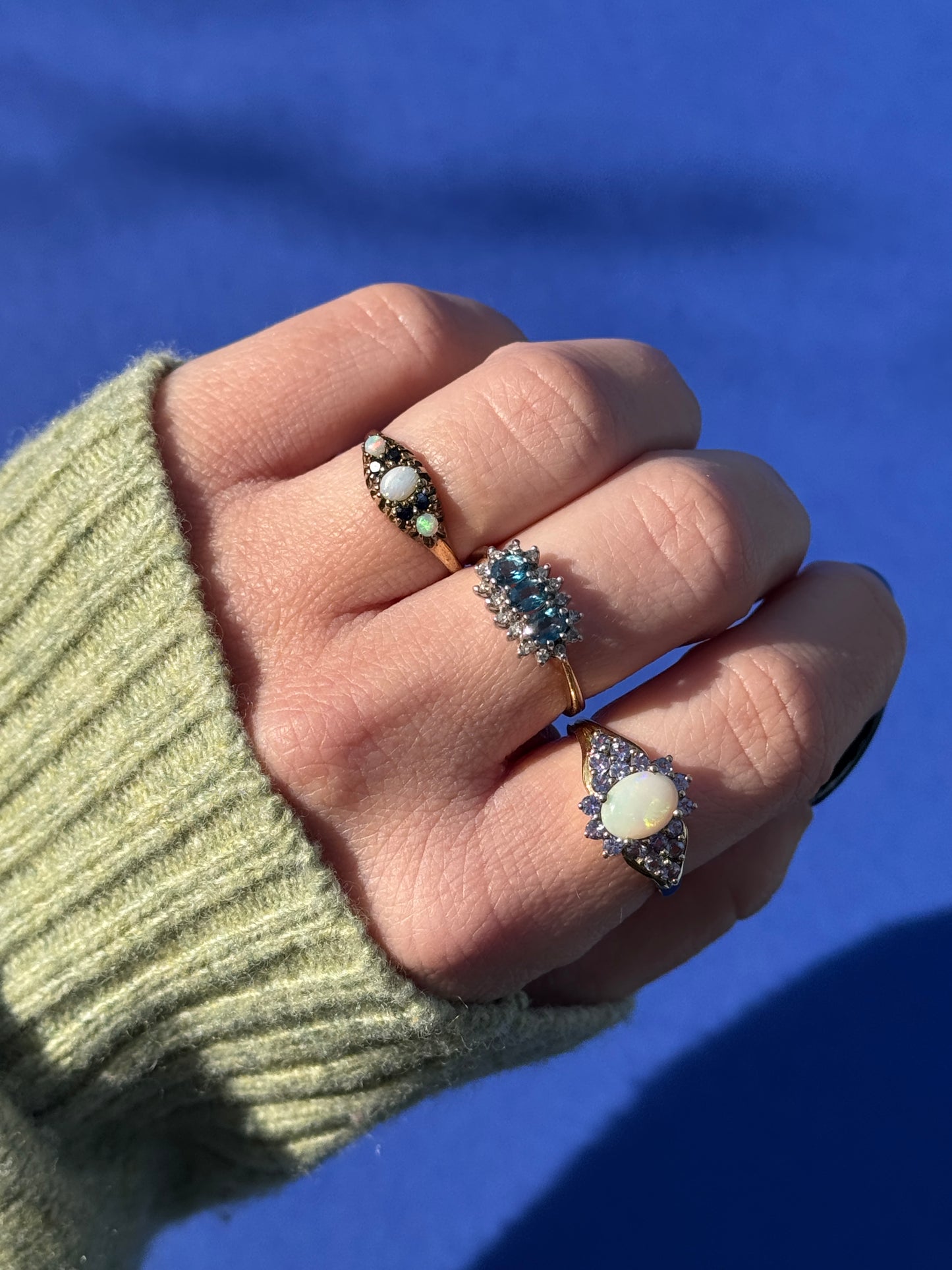 9 carat opal and sapphire ring