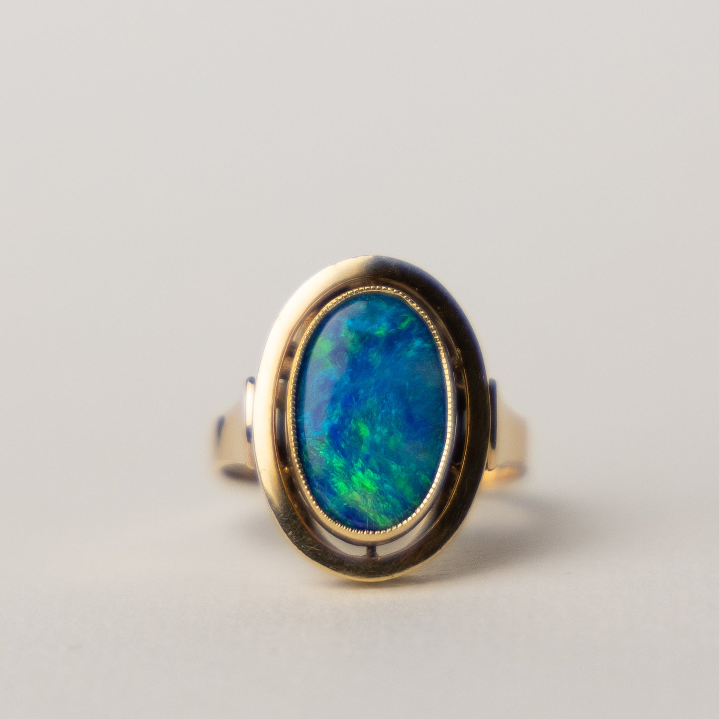 14 carat blue opal solitaire ring