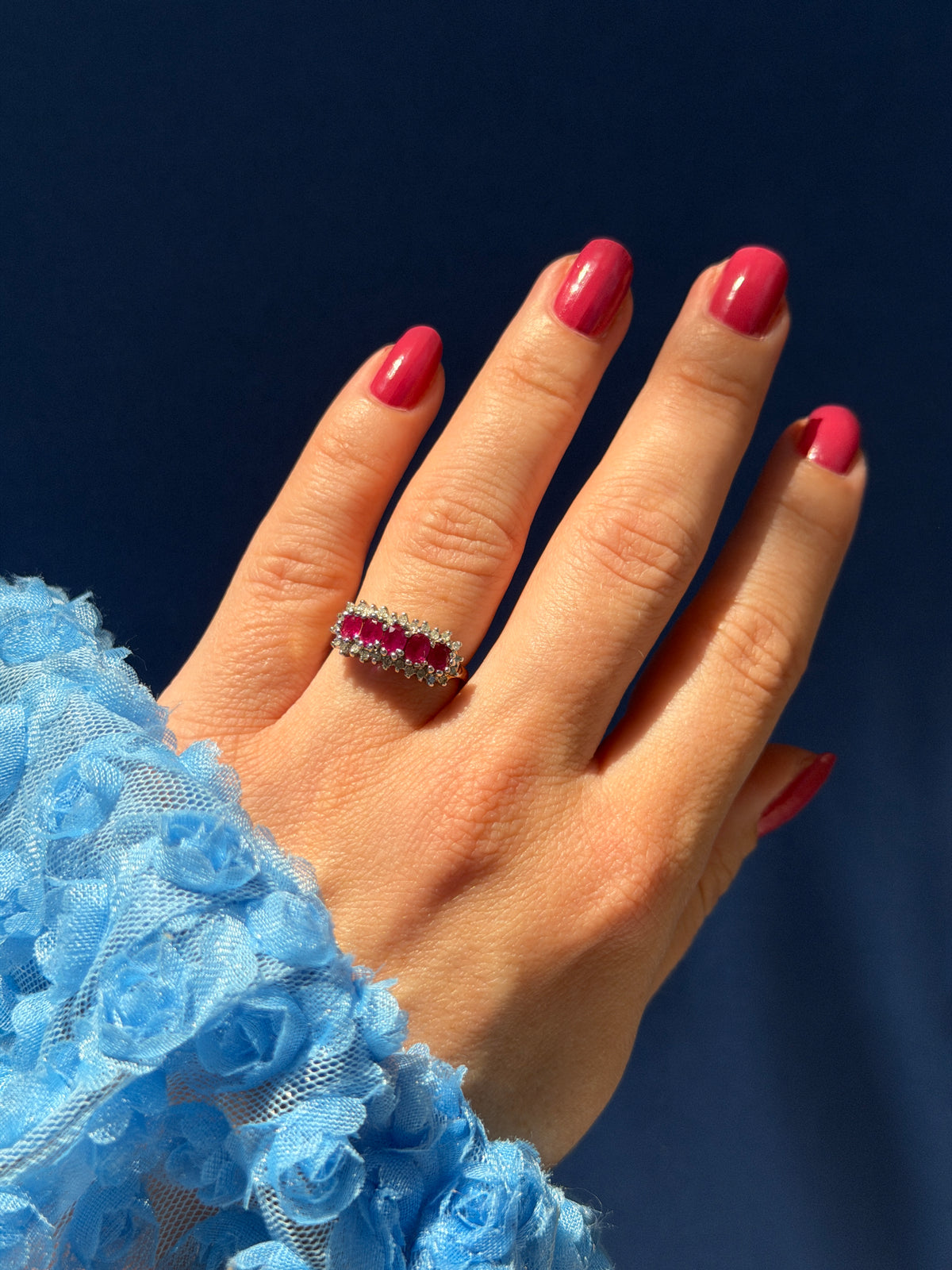 9ct ruby & diamond cluster