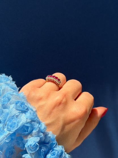 9ct ruby & diamond cluster