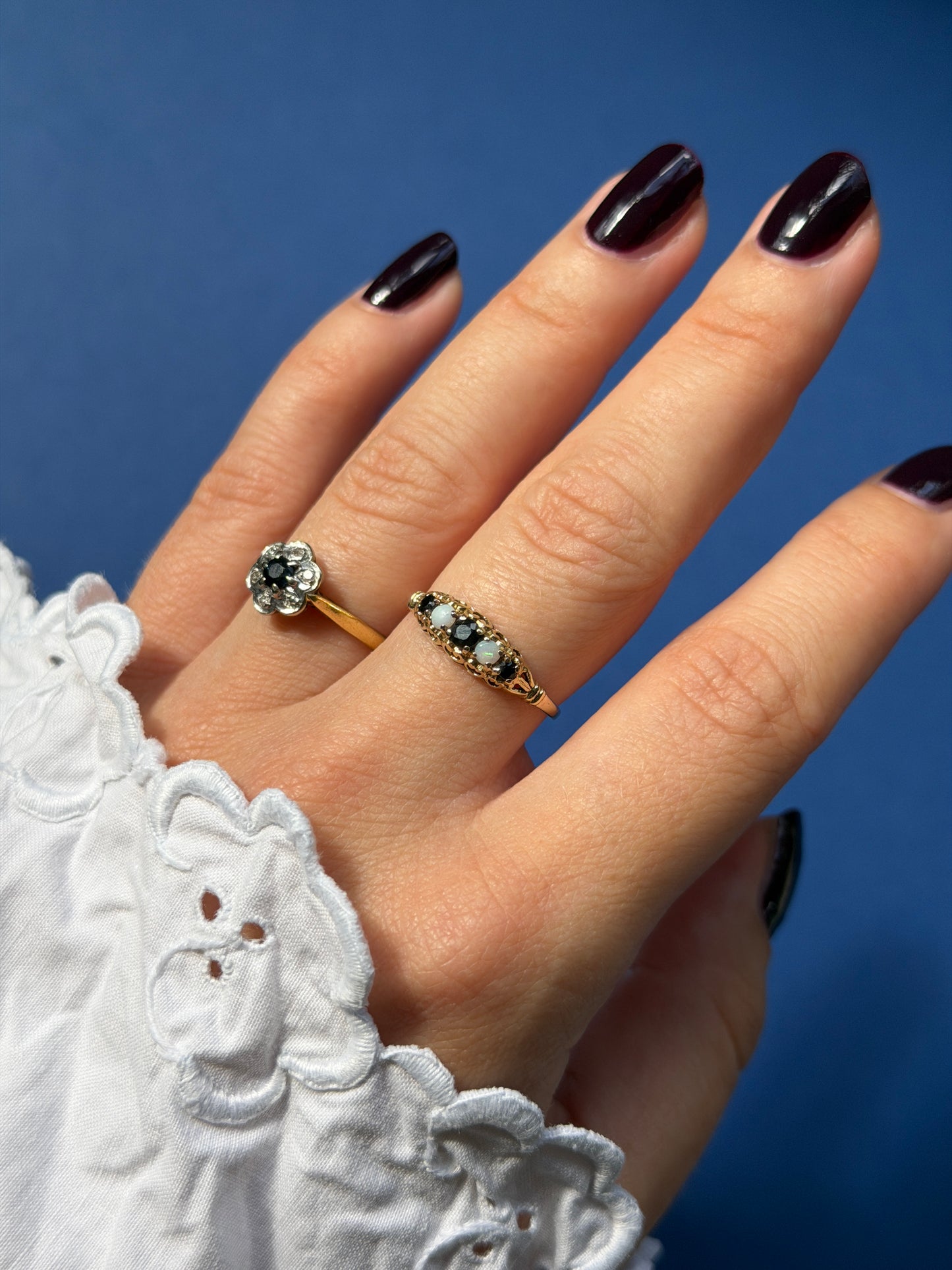 9ct opal & sapphire ring