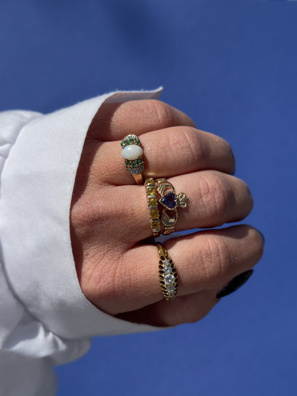 antique 18 carat Edwardian diamond boat ring