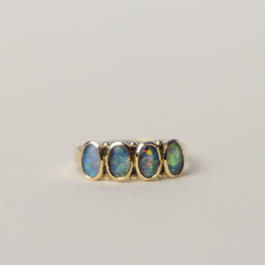 14 carat gold opal half eternity ring