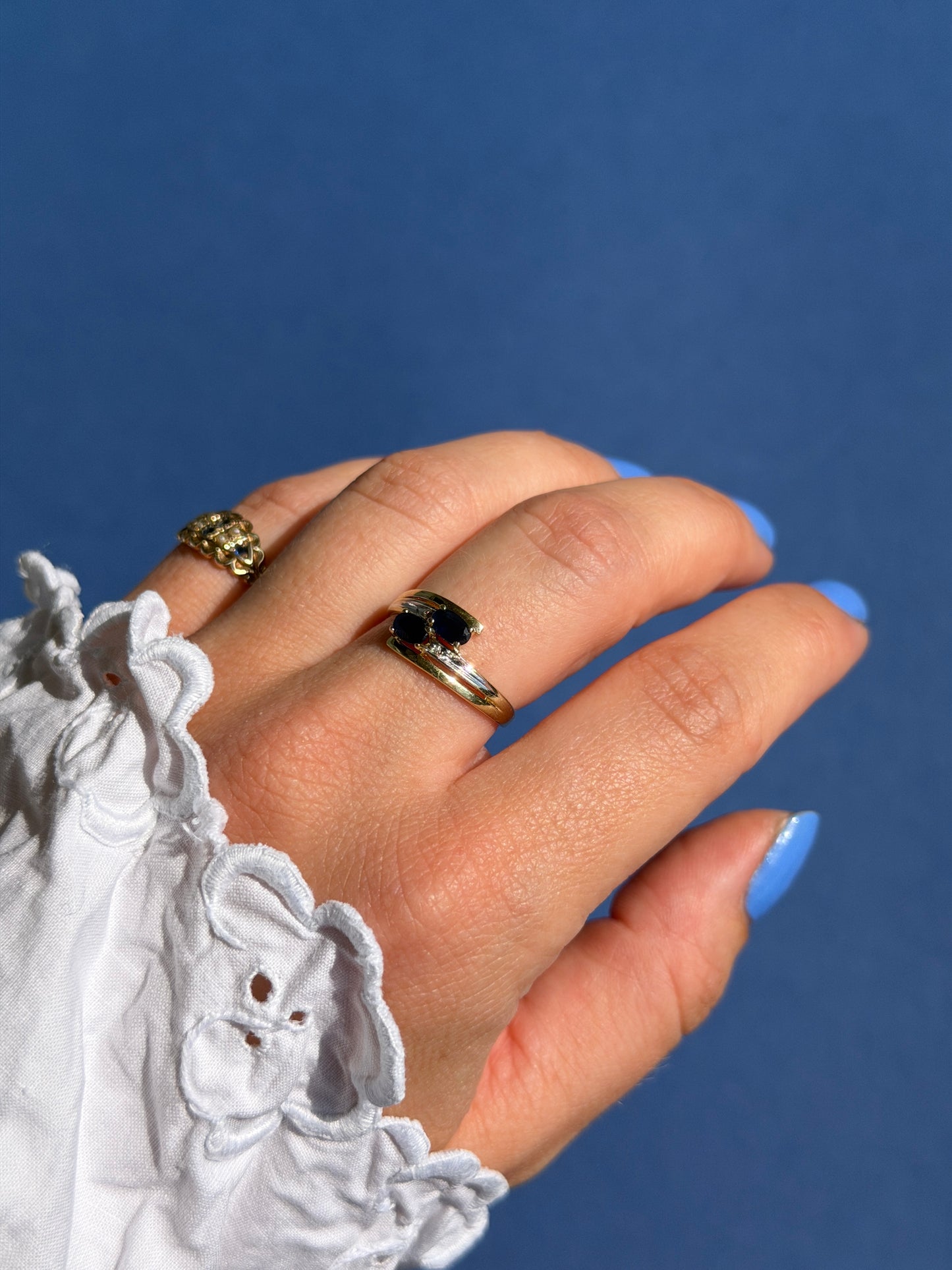 14ct sapphire & diamond toi et moi ring