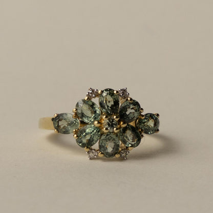 9ct floral sapphire & diamond