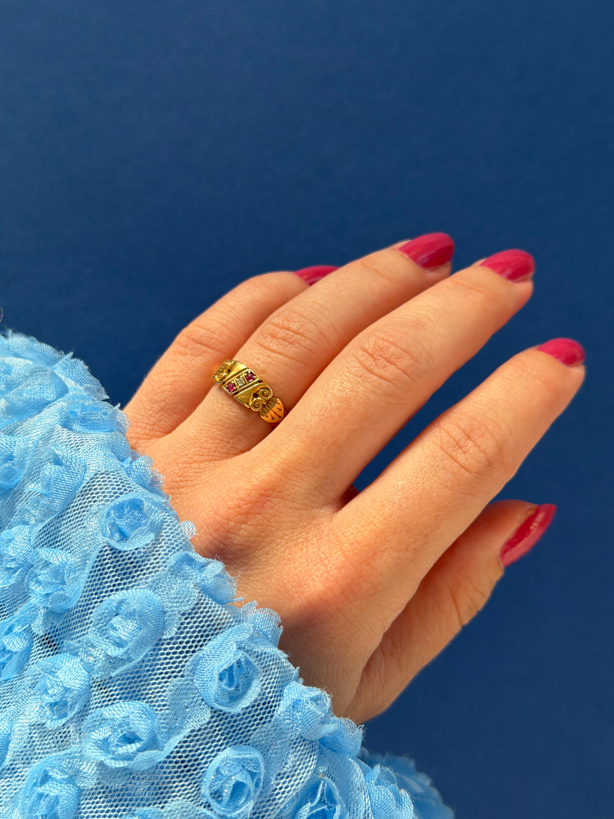 Antique 18ct Art Deco ruby & diamond