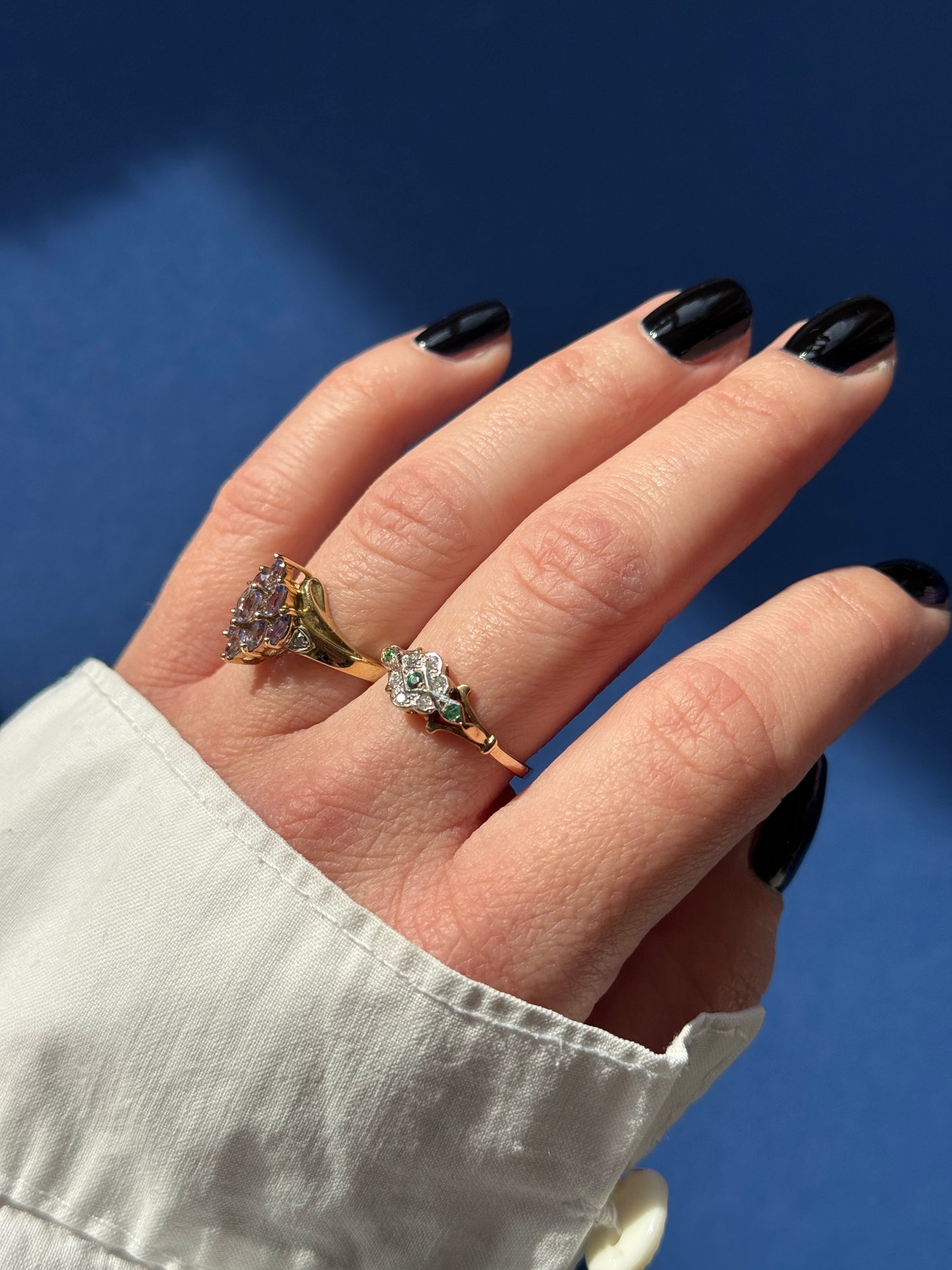 9ct tanzanite & diamond cluster