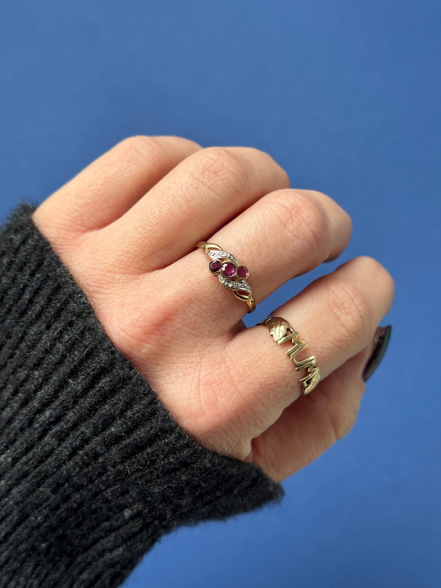 9ct ruby & diamond trilogy