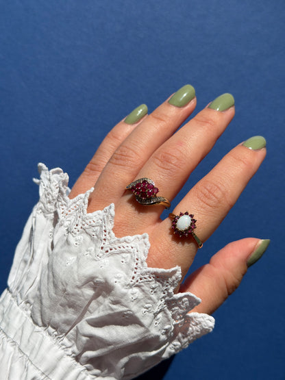 9ct ruby & diamond twist ring