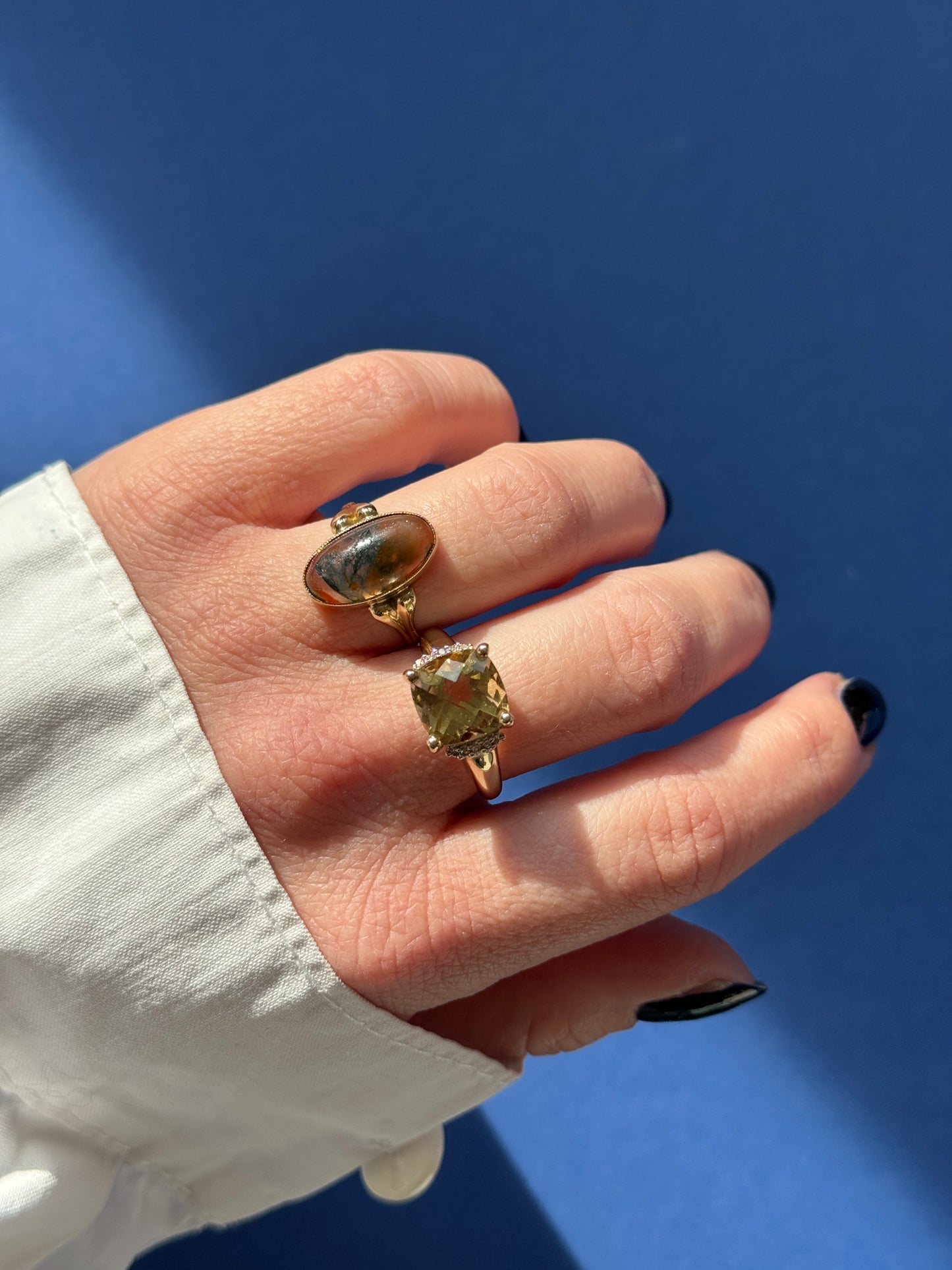 14ct moss agate ring