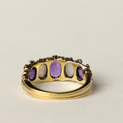 9ct opal & amethist ring