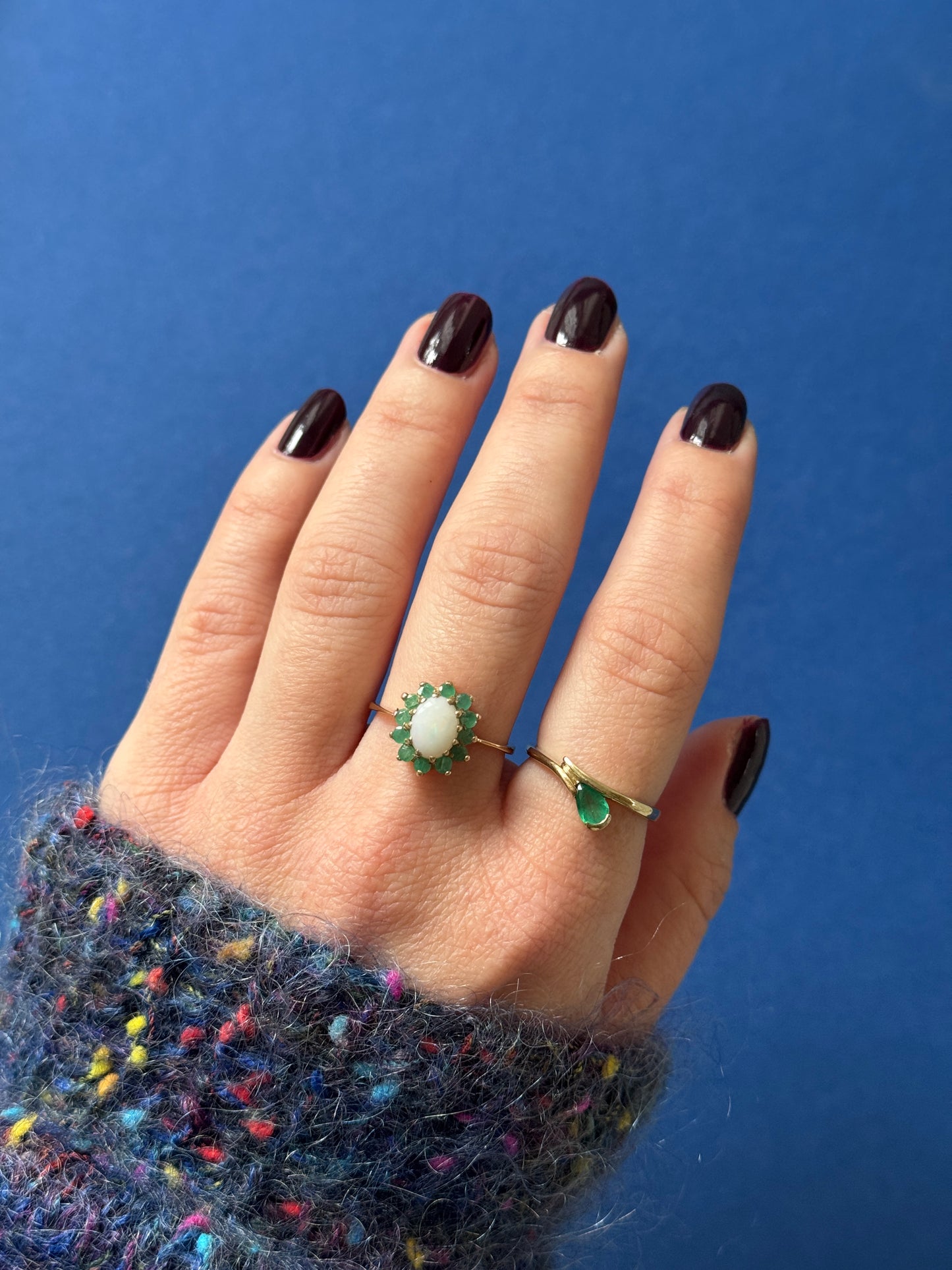 9ct opal emerald cluster