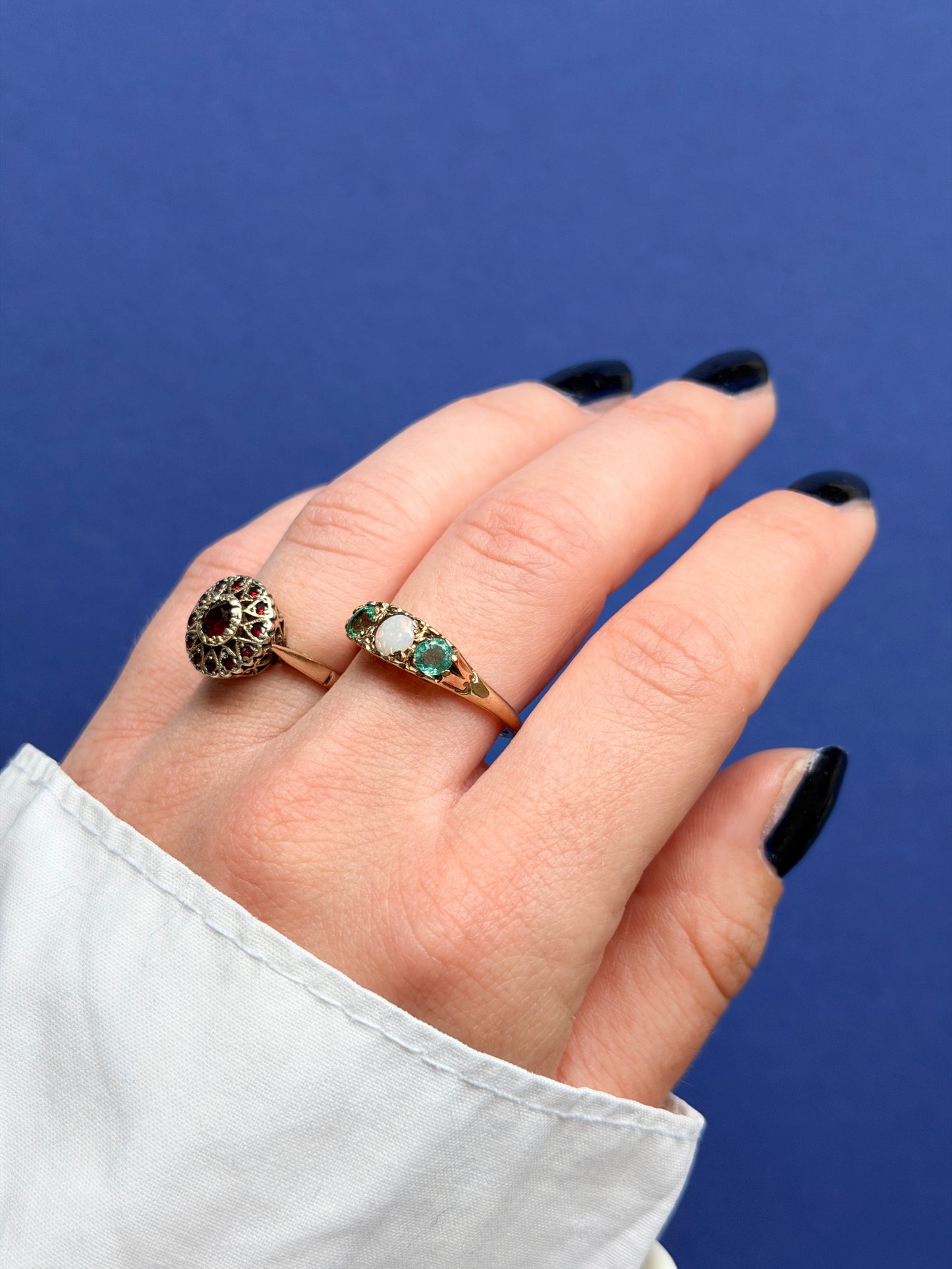 9ct ‘WITH LOVE’ opal & emerald trilogy
