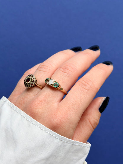 9ct ‘WITH LOVE’ opal & emerald trilogy