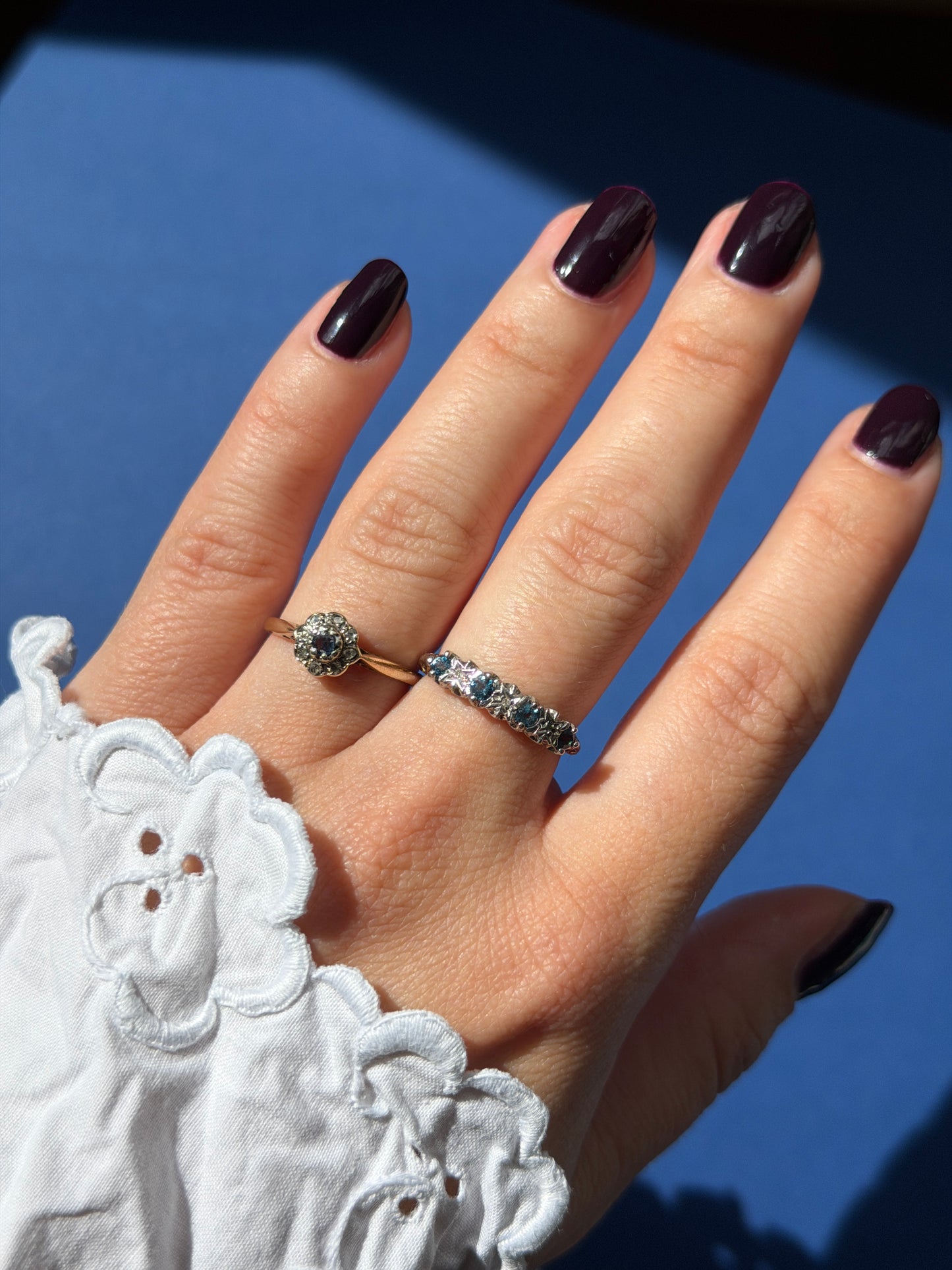 9ct tanzanite & diamond flower cluster ring