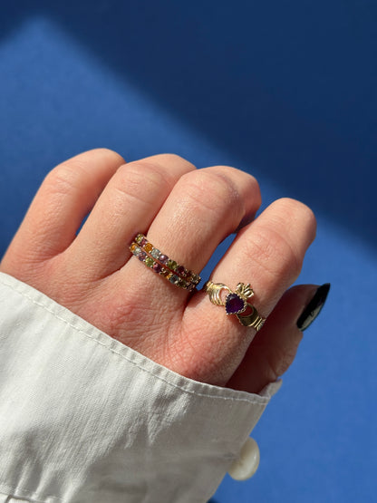 9ct claddagh amethyst ring