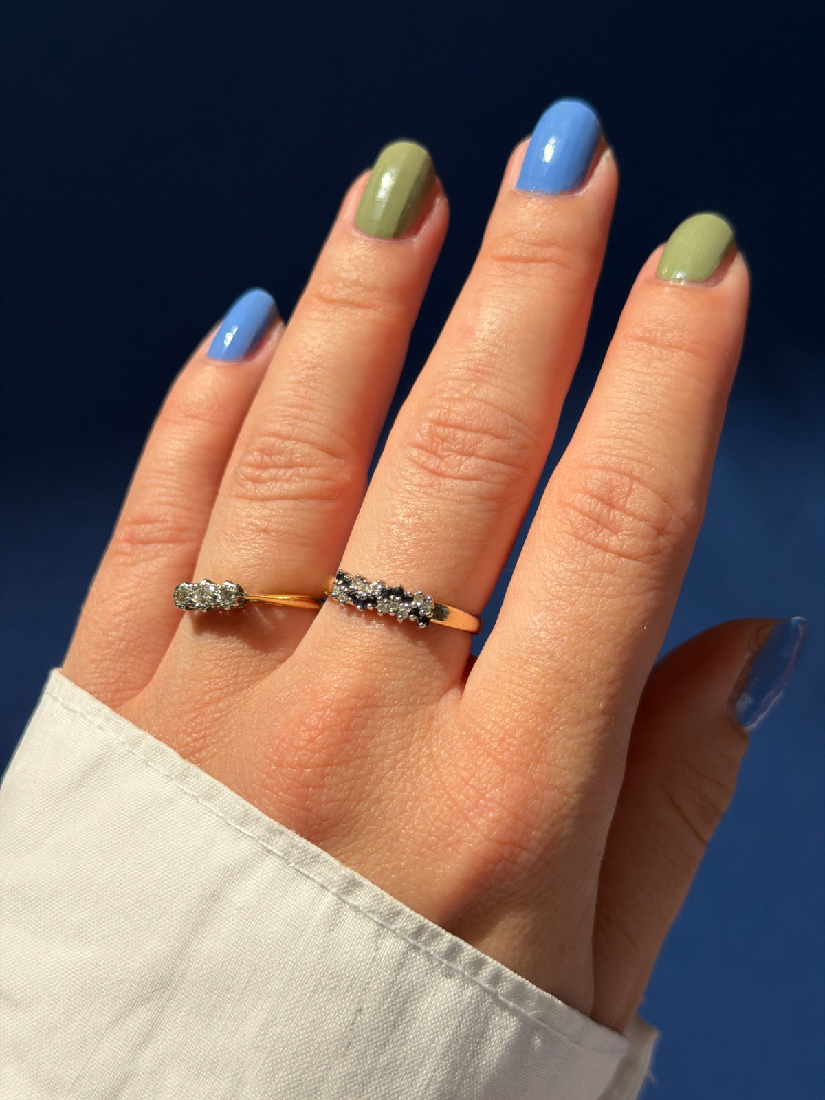 9ct sapphire & diamond wave cluster